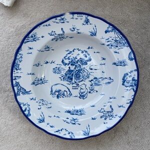 Vintage Disney Winnie the Pooh Blue Toile Stoneware soup bowl Pooh’s house